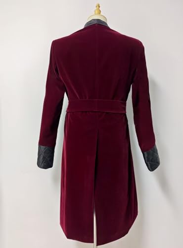 Men's Long Velvet Smoking Jacket with Belt Double Breasted Shawl Lapel Robe Quilted Wedding Dinner Prom Blazer ASDF182