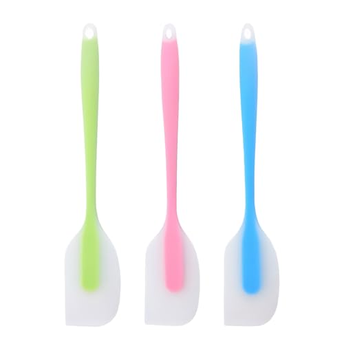 Image of 3Pcs Silicone Spatulas,Translucent Heat Resistant Flexible Non-stick Spatula,Food Grade Kitchen Essential Grip Gadgets Premium Scraper(Pink,Green,Blue,Small)