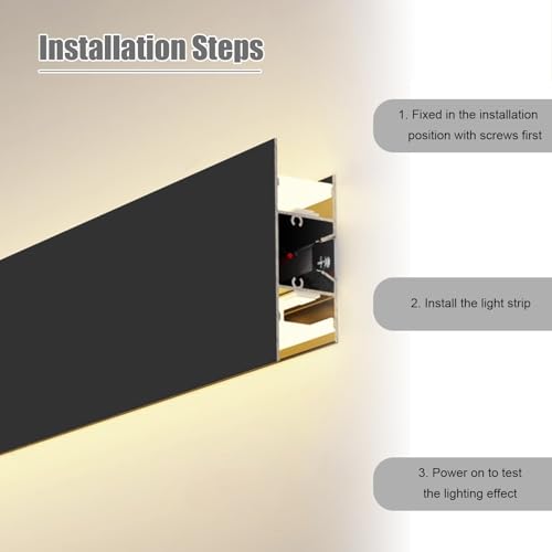 Profilé LED aluminium noir pour supprimer l'éblouissement, éclairage indirect 30m