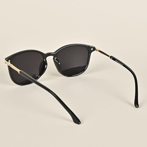 Image of Voyage UV Protected Rectangular Women Sunglasses - (A3046MG3182T | Black Lens | Black Frame)