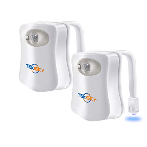 TekSky 2-Pack 16-Color Toilet Night Light, Motion Sensor LED Toilet Bowl Nightlight with IP67 Waterpfroof Design, Perfectly for Bathroom and Gift Idea