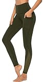 PERSIT Yoga Pants for Women with Pockets High Waisted Black Mesh Workout Leggings Athletic Gym Soft