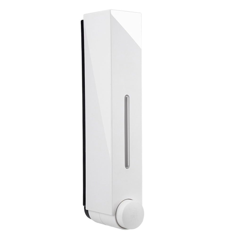 Dispenser di sapone da parete per bagno, 3 scomparti da 420 ml, dispenser per lozioni per doccia, cucina, hotel, installazione senza foro, plastica ABS, serratura bianca
