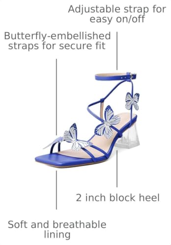 Image of Zamikoo Women's Heeled Sandals Square Open Toe Ankle Strap Block Heels Strappy Clear Heels Chunky Low Heels