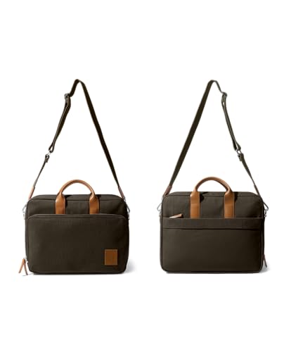 Image of DailyObjects 100% Cotton Canvas Commute Laptop Messenger Bag for Men & Women | Travel Shoulder Handbag With Trolley Sleeve | Metal Zip Closure | Leather Handles | Padded Laptop Compartment For 14 inch