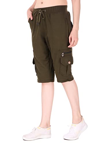 Image of UZARUS Womens Cargo Capri Shorts with 9 Pockets