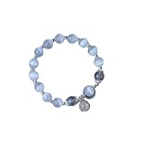 Pulsera elástica, Piedra de Ojo de Gato, Pulsera de Aguamarina para Mujer, Cuentas de Cristal Natural, Regalo de joyería