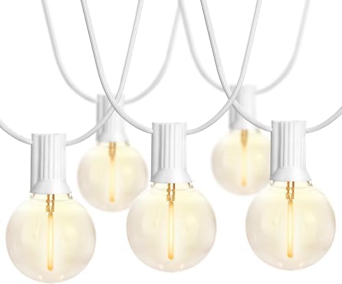 Afirst White Outdoor String Lights Waterproof with 35 LED Bulbs, 15ft Patio Lights for Garden, Backyard, Porch, Holiday (White)