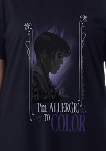 Intimo Wednesday Womens' Addams I'm Allergic To Color Nightgown Sleep Pajama Shirt (Large) Black #TOP1