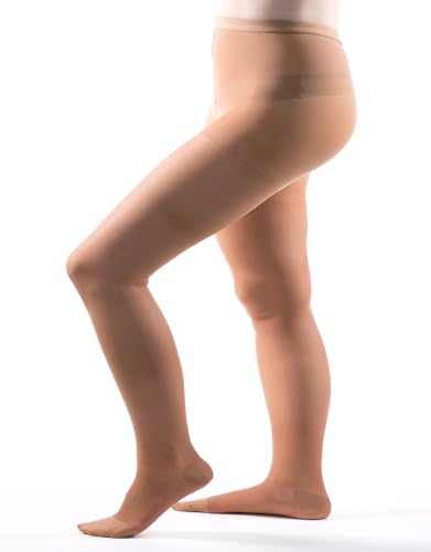 Image of Allegro Women's Sheer Compression Pantyhose 15-20 mmHg Support Hose | Smooth fabric with a light control top, soft double-plush waistband and roomy balloon toe for a comfortable everyday fit