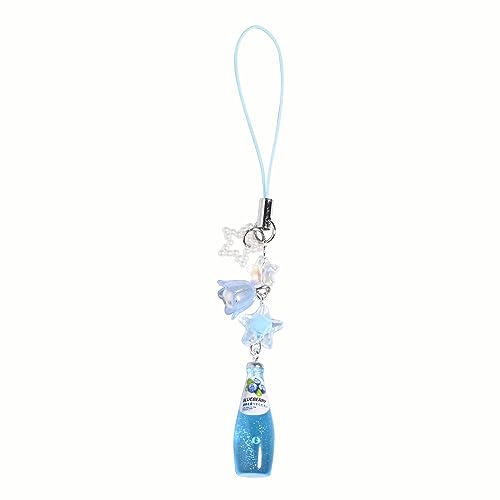 DLYFNVEV Blueberry Phone Charms Blue Phone Keychian Charm Fruit Soda Charms Aesthetic Cute Flower Beaded Phone Chain Bag Accessories For Women Teen Girls For Summer
