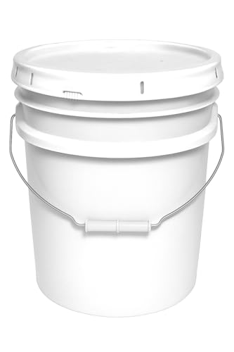5 Gallon Bucket & Lid - 90 Mil All Purpose Pail - Made in The USA - Food Grade - Contains No BPA Plastic - Recyclable (1, White)