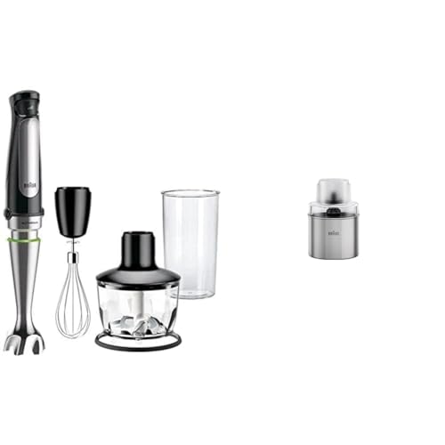 Braun MultiQuick 7 MQ 7035X Stabmixer - Pürierstab mit abnehmbarem Edelstahl, ActiveBlade Technologie, inkl. 3-teiliges Zubehör Set, 1000 W, schwarz & Braun Kaffee- und Gewürzmühlen Aufsatz MQS 270 SI