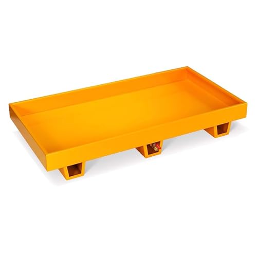 XBTGS Pallet industriale di contenimento delle fuoriuscite con scarico, vassoio a prova di perdite per stoccaggio di fusti di olio, uso resistente in magazzini e fabbriche, 125 x 65 x 20 cm, 125 x 65