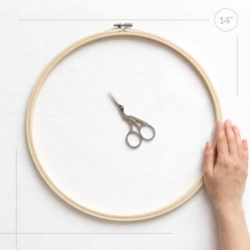 Image of Essentials By Leisure Arts Wood Embroidery Hoop 14 inch Bamboo - Wooden Hoops for Crafts - Embroidery Hoop Holder Cross Stitch Cross Stitch Hoops and Frames
