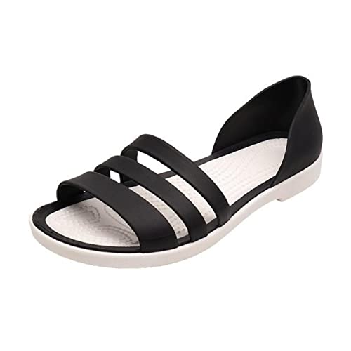 Sandales plates couleur bonbon à bout ouvert et semelle ultra légère pour femme