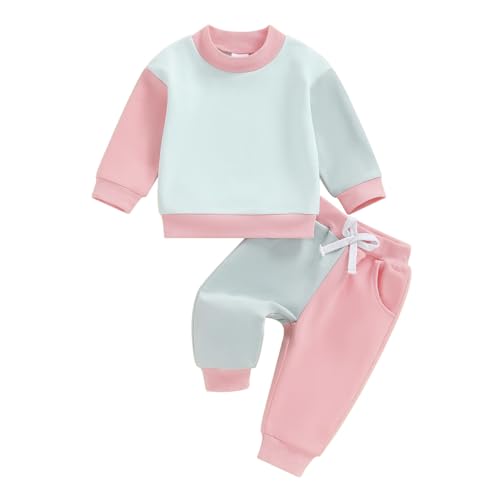Eqenkely Bebé Niña Ropa Trajes de Primavera Sudadera de Manga Larga Tops y Pantalones Jogger Conjunto de 2 Piezas Chándal para Niños Verde 2-3 Años