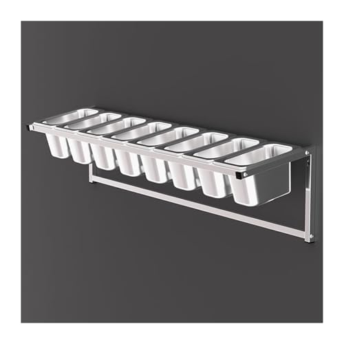 Juego de estante de especias de acero inoxidable para montaje en pared, estante organizador de condimentos de cocina, estación de aderezo para condimentos, contenedor dispensador de alimentos