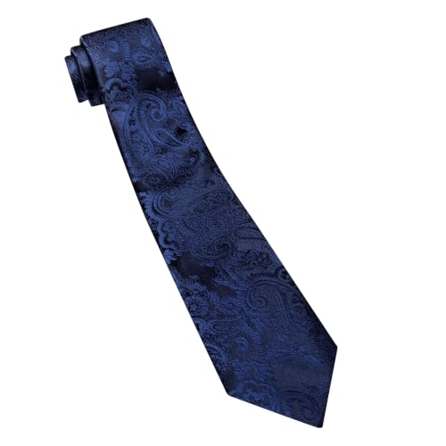 Image of Barry.Wang Paisley Tie for Men Silk Woven Necktie and Tie Clip Set Wedding Party Business Formal