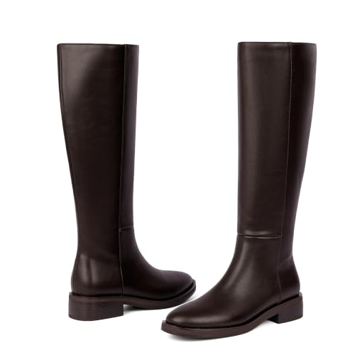 Image of Modatope Knee High Boots Women Round Toe Chunky Heel Fall Boots