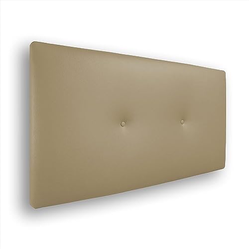 Silcar Home - Cabecero de Cama 90 Beige Silvi - Tapizado, Estructura Madera, Hilera Botones Estilo Moderno - Fácil Instalación, Acolchado Confort - 90 cm, Polipiel Beige