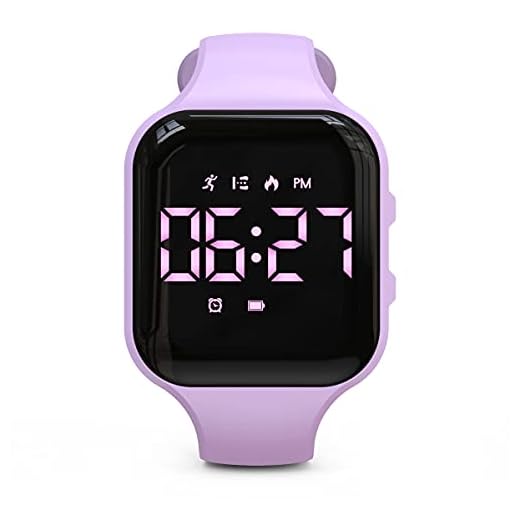 Focwony Non-Bluetooth Led Fitness Tracker Watch,Digital Pedometer Watch,with Step Counting/ Distance/ Calories/Stopwatch/Alarm Clock, Great Gift for Kids Teens Girls Boys Xmas(Square- Purple)