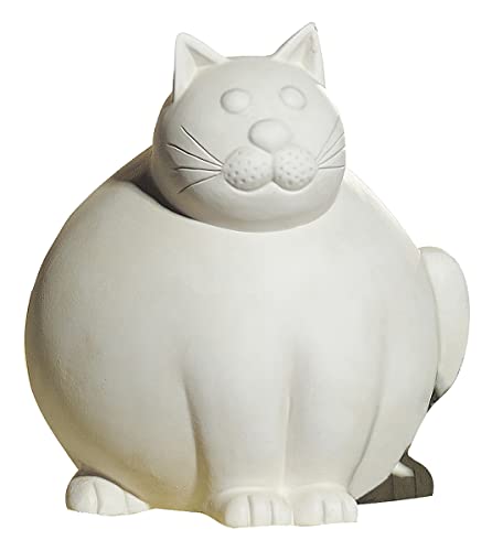 GILDE Dekofigur Katze 'Molli' - Deko Wohnzimmer - Geschenk Katzenliebhaber - Farbe: Creme matt - Höhe 29 cm