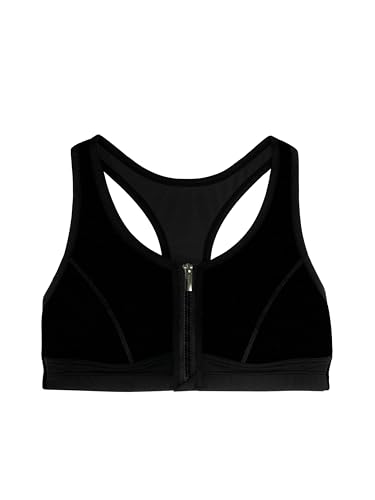 Voqeen Damen Sport BH Stark Halt Bra Bustier für Frauen Active Bra Reißverschluss Ohne Bügel Ringerrücken für Yoga Fitness Beanspruchung Bustier(Schwarz + Weiß + Hautton, XXL)
