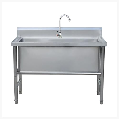 Fregadero de acero inoxidable 304, fregadero de servicio, fregadero comercial, fregadero comercial independiente con compartimento y grifo, fregadero de servicio para lavadero, garaje