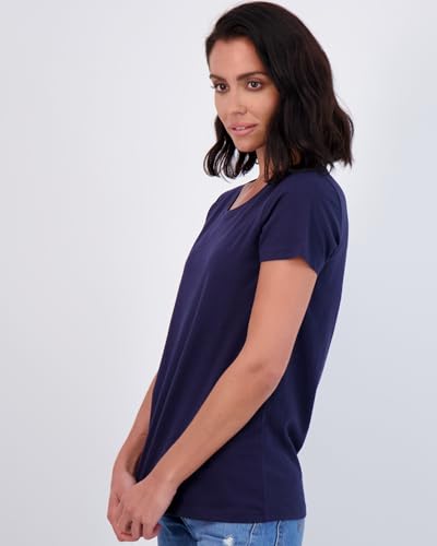 Real Essentials 4 Pack: Women's Cotton Short Sleeve T-Shirt - Casual Scoop Crew Neck Tops Tee (Available in Plus Size)4