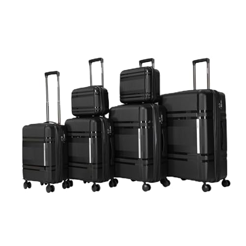 6-Piece Expandable Hard Shell Luggage Set with 360° Rotating Wheels - Lightweight Travel Luggage for Carry-On - Unisex Design with Password Lock