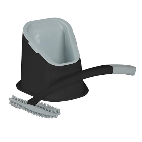 Image of Bath Bliss Toilet Brush | Contoured Design | Flat Brush | Bathroom Cleaning | Discreet Storage Base | Bathroom Cleaning | Black