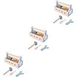 Alasum 3 Satz Simulation Werkzeug Spielzeug Rolle Frühe Holz Kinder König Lernen Spielzeug Holz Lustige Falsche Kleiderschrank für Kinder Werkzeuge Zubehör