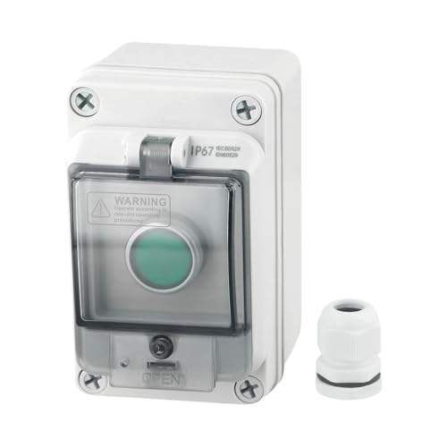 MeevrgR Boîtier d'interrupteur à bouton-poussoir étanche IP66 avec bouton vert à...