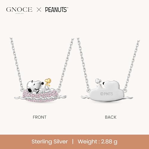 GNOCE Peanuts with Woodstock Rafting Necklace for Women, S925 Sterling Silver Pendant Necklace for Her Wife, Valentine‘s Day, Mother’s Day Jewelry Gift2