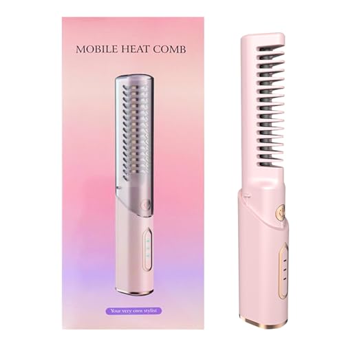 Pincel de risa de cabello inalámbrico: paleta de desenredado inalámbrico ligero, temperatura ajustable Slicker | Herramienta de cerdas compacta con batería, accesorio de dispositivos de calidad de sal