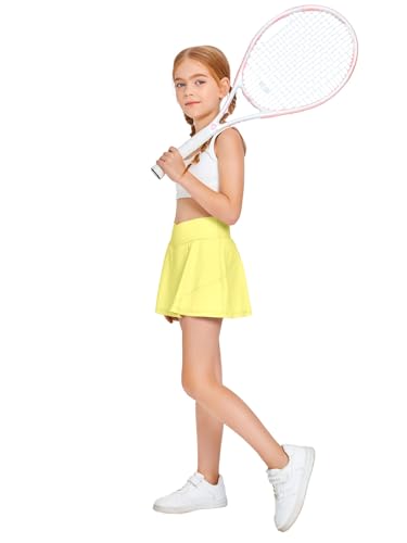 Image of Haloumoning Girls Tennis Skirt High Waisted Athletic Skorts | Pockets Shorts, Crossover,Workout Golf Running Skirts