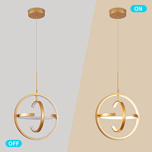 Vaziden Gold Modern Led Chandelier, Diy Creative Pendant Light With 47-Inch Adjustable Height Cord, 3 Ring 22W 4000K Chandeliers For Dining Room Living Room Bedroom Foyer (D = 12.2") #TOP7