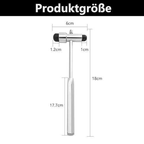 Yuiturt Neurologischer Reflexhammer 18cm mit Eingebautem Pinsel und Nadel, Massagehammer Zinklegierung, Reflexhammer Medizinischer, Neurologischer Reflexdiagnosehammer für Reflextests Schwarz