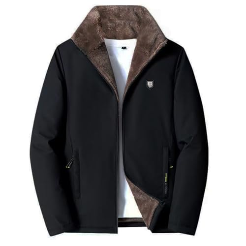 [foveitaa] コート メンズ アウター 長袖 冬服 中綿 ジャケット 無地 裏起毛 モコモコ 防風 防寒 ゆったり 軽量 暖かい おしゃれ 通勤 通学 スタイリッシュ アウトドア ジップ アップ ビッグ シルエット ウインドブレーカー Black-2XL