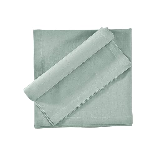 Image of FINGERCRAFT Table Napkins 18x18 Inches Set of 6 Cotton Linen Blend Fabric Dinner Cloth Napkins Washable and Reusable, Good Absorbency for Home, Parties, Hotels (Aqua)