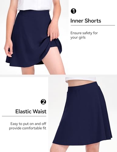 Image of KEREDA Girls Uniform Skirts with Undershorts Casual Stretchy School Skorts