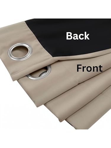 Image of 100% Blackout Curtains for Window- 4 Feet (Pack of 1) | Black Back Coated Fabric |Heat & Noise Insulation | Eyelet Curtains for Living Room & Bedroom |Mocha