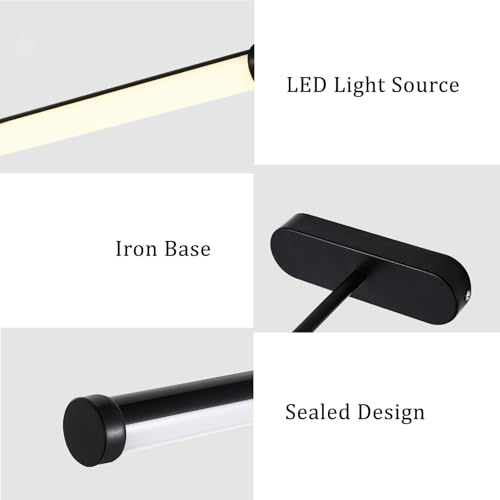Apliques de pared LED para baño IP44 negro de 60cm con luz blanca 4
