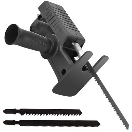 Reciprocating Saw Adapter, Electric Drill Reciprocating Saw Adapter with Cordless Adapter Set and Black Handle for Wood and Metal Cutting