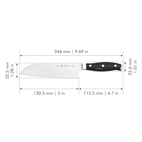 Henckels Forged Premio Hollow Edge Santoku Knife, 5 inch, Black/Stainless Steel