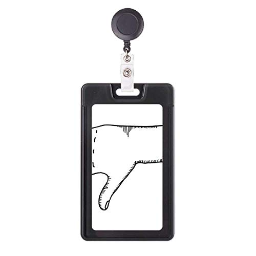 Funda retráctil para tarjetas con diseño de gestos de líneas y cordón extensible para pase