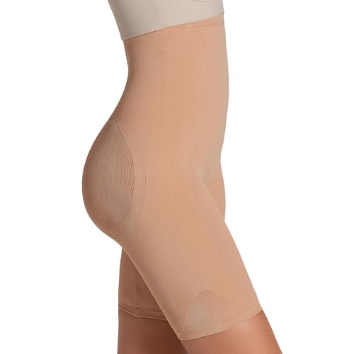 Leonisa Womens Seamless High Waist Shapewear with Thigh Compression,Beige,Large