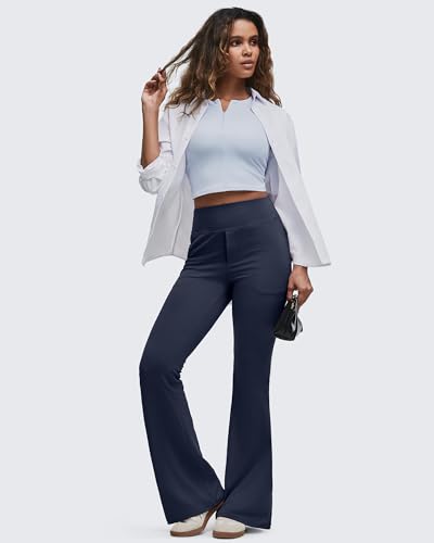 Image of G4Free BareFeel Flare Yoga Pants Women High Waisted Bootcut Leggings with Pockets Dress Work Pant Petite /Regular /Tall