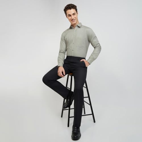 Image of Raymond Men's Pure Cotton Solid Pattern Slim Fit Semi Cutaway Collar Full Sleeve Formal Shirt